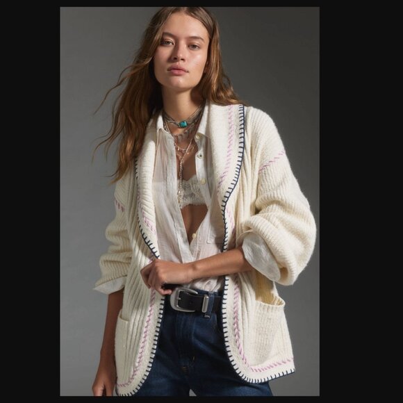 Anthropologie Sweaters - Anthropologie Collared Whipstitch Open Cardigan Sweater, 2X, NWT